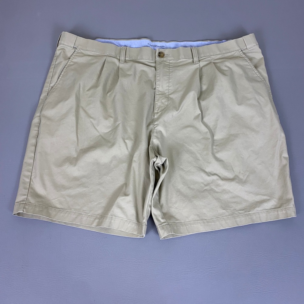 Croft & Barrow Shorts Men's Size 48 Tan Khaki Pleated Chino Stretch Casual